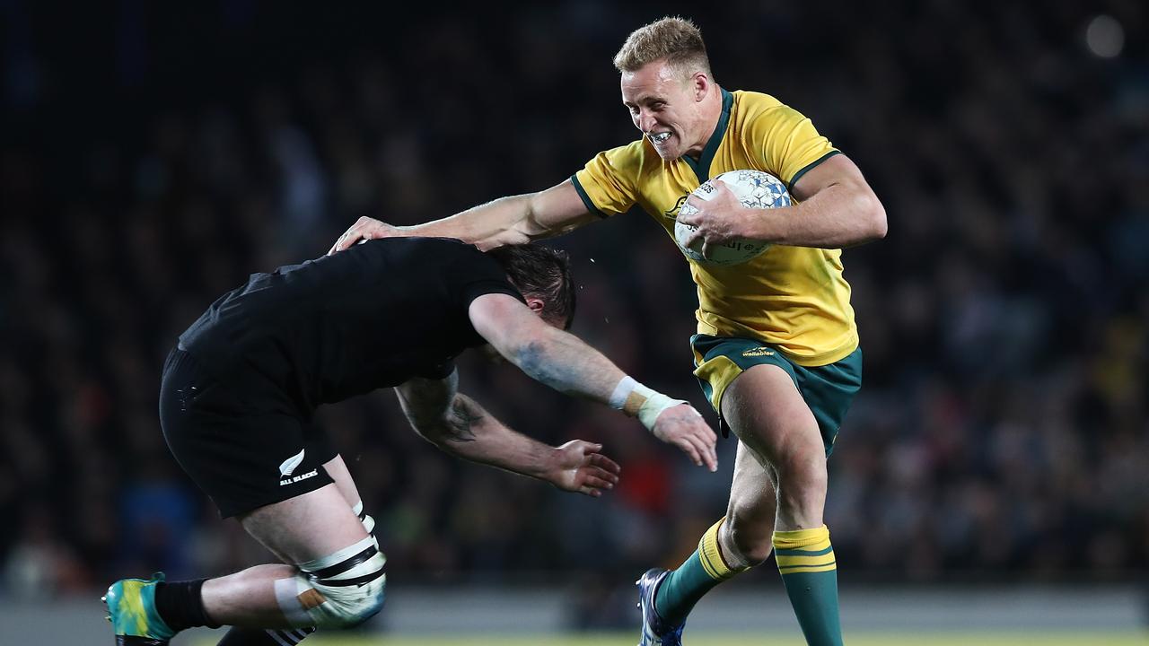 Reece Hodge of the Wallabies makes a break during The Rugby Championship.
