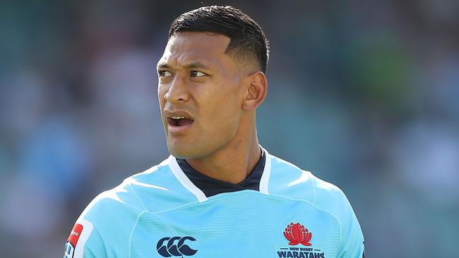 SYDNEY, AUSTRALIA - MARCH 18:  Israel Folau of the Waratahs looks on during the round five Super Rugby match between the Waratahs and the Rebels at Allianz Stadium on March 18, 2018 in Sydney, Australia.  (Photo by Mark Metcalfe/Getty Images)