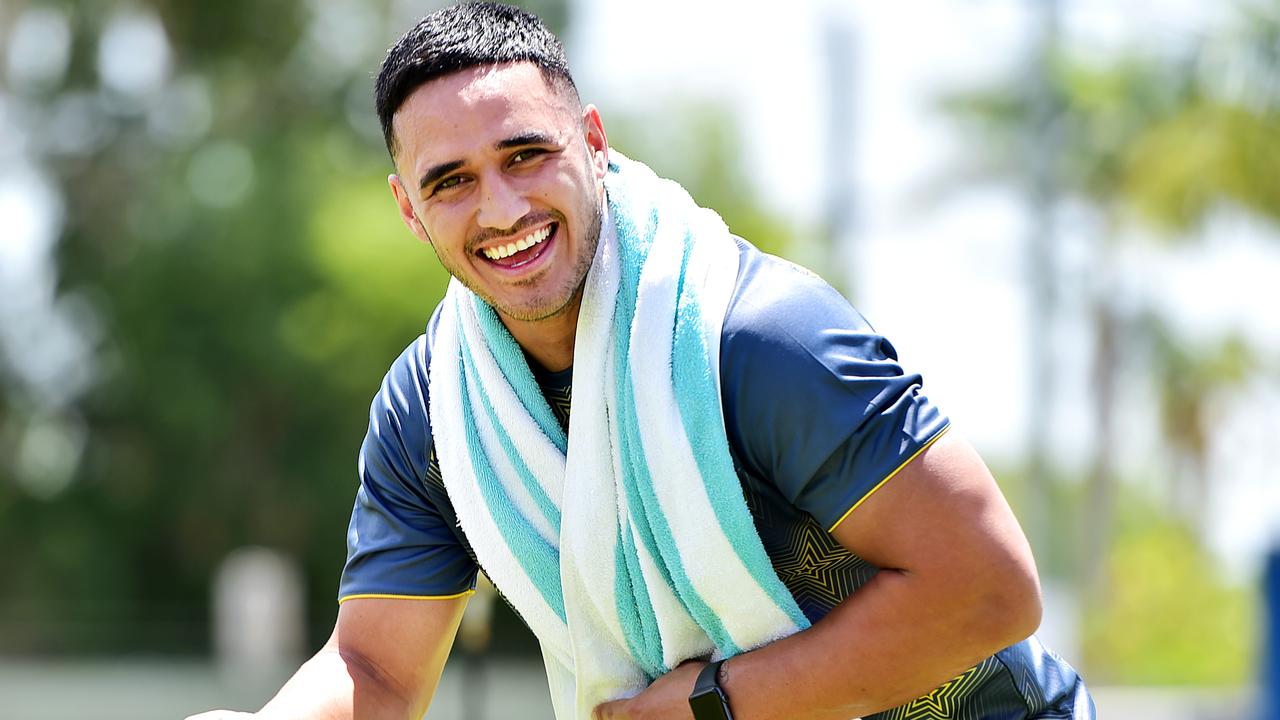 Valentine Holmes training with North Queensland.