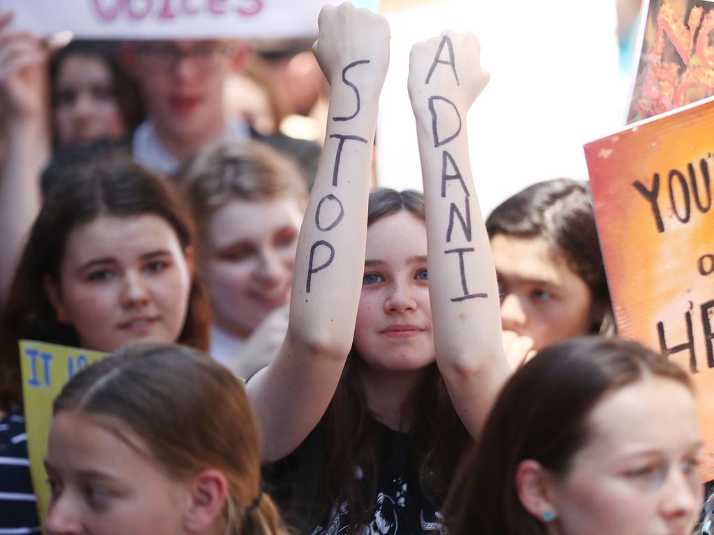 “Stop Adani”. Students in Martin Place, Sydney. Picture: Mark Metcalfe/Getty Images