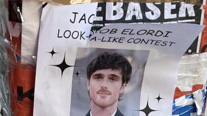 A Flyer on a pole in Newtown advertising a lookalike contest for Australian actor, Jacob Elordi. To take place in Hyde Park in Sydney on December 7 at 2pm. These lookalike contest are happening around the world with one for Timothee Chalamet attracting thousands of people to watch.  Picture: Supplied