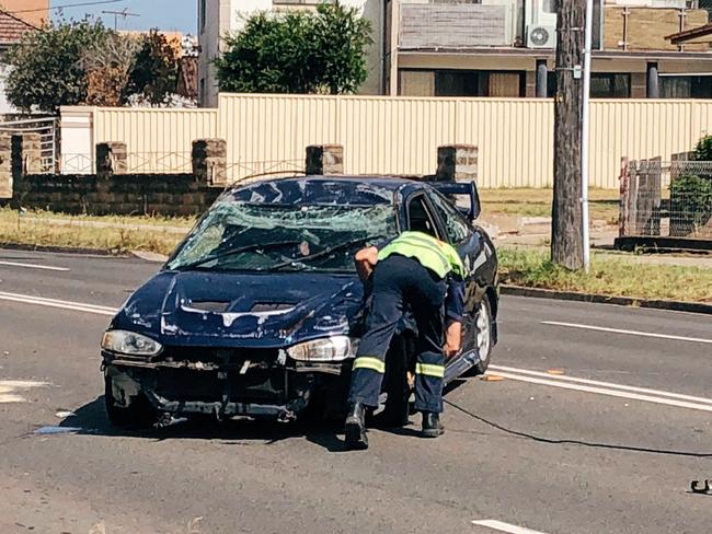 The wreck of the car. Picture: Eliza Barr