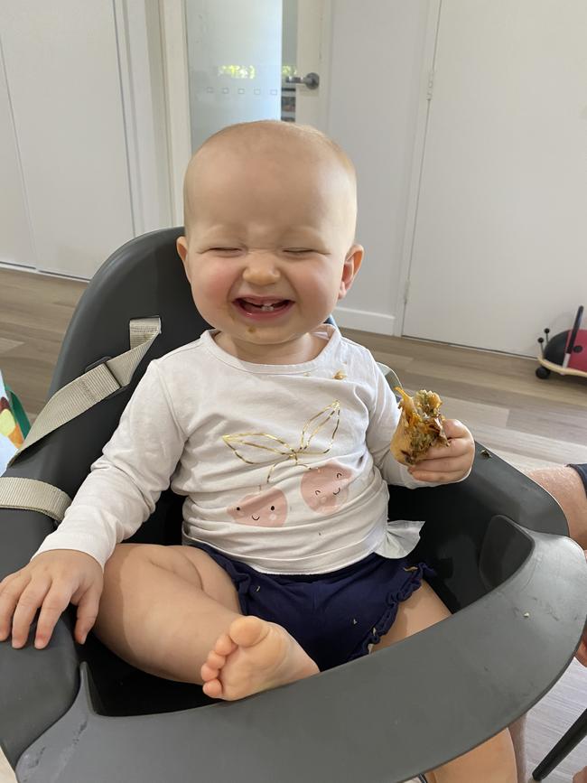 Charlotte Barz enjoys her first veggie spring roll. Picture: Rachael Barz
