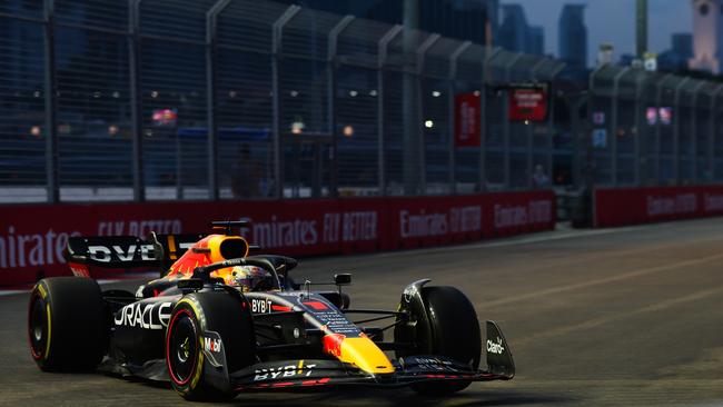 Max Verstappen carves out solid times during practice ahead of Sunday’s Singapore Grand Prix amid claims his Red bull team breached F1’s budget cap last season. Picture: Getty Images