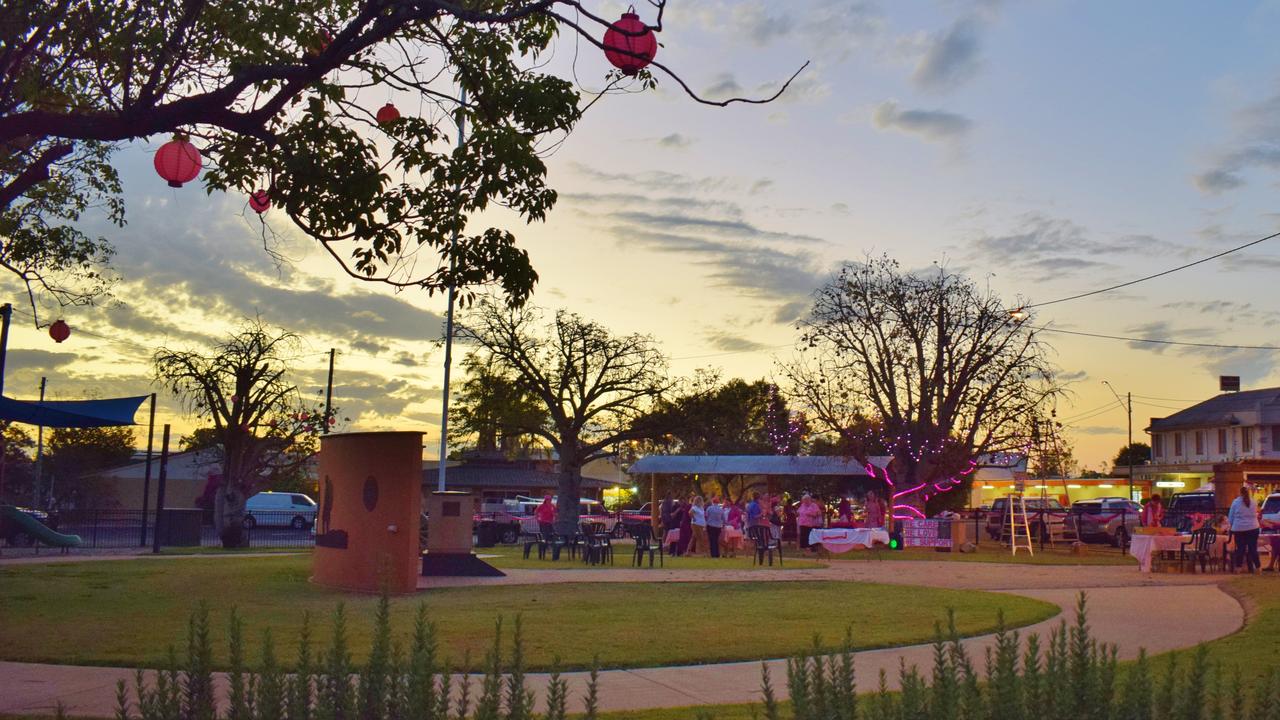 SMALL TOWN: Anzac Park on the mail Street of Miles on the Western Downs two blocks from the serious assault. Pic: Peta McEachern