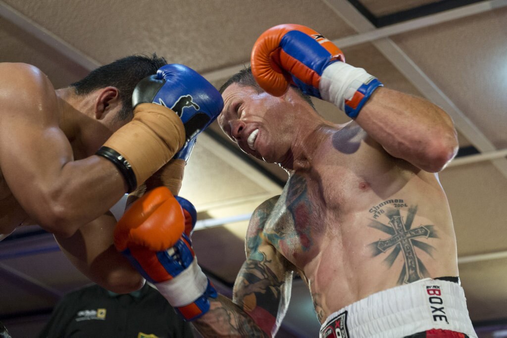 Jamie Hilt fights Apichat Koedchatturat for the Queensland welterweight belt at Smithy and TGW Bring The Big Fights 14 at Rumours International, Saturday, October 22, 2016. Picture: Kevin Farmer