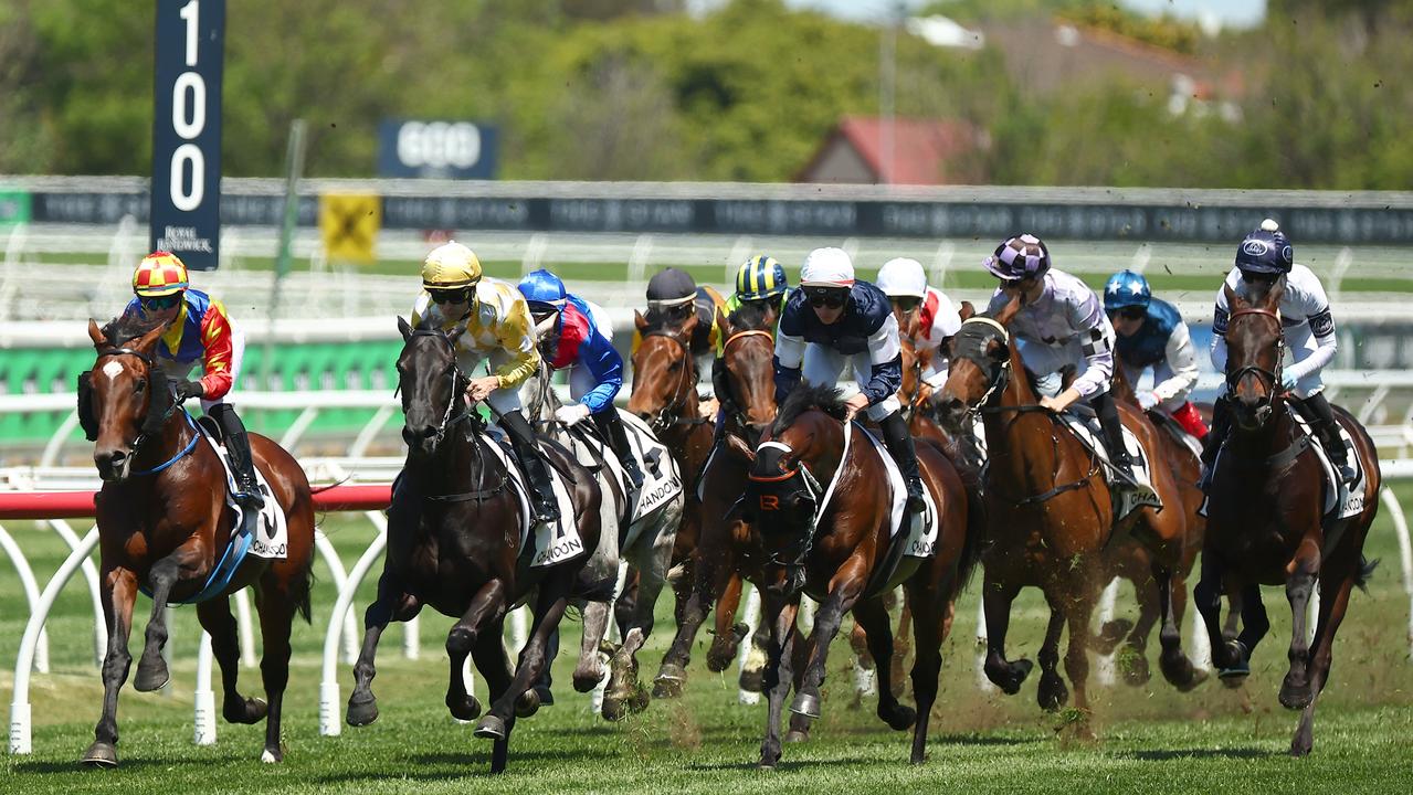 Tyler Schiller riding Land Legend won race one at Randwick. Picture: Jeremy Ng/Getty Images.