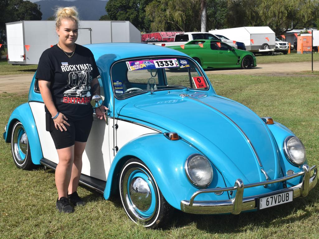 Hervey Bay's Kirrily Kussrow with her 1967 VW at scrutineering for Rockynats 04 at the Rockhampton Showgrounds on March 28, 2024.