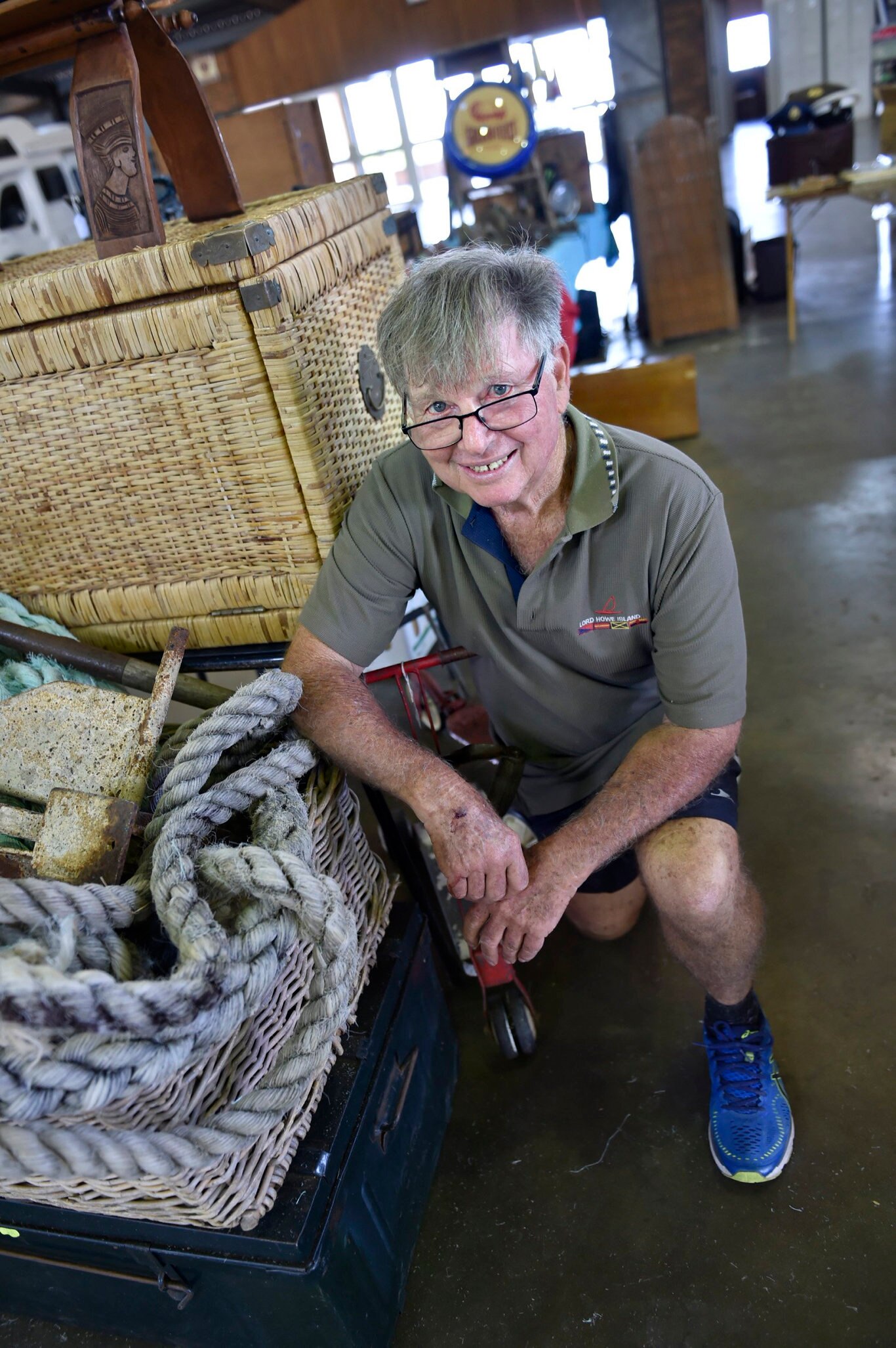 Laurie Foster from Sunshine Coast Antiques and Collectables Club. Stall holders set up for annual Swap Meet at Toowoomba Showgrounds. February 2019. Picture: Bev Lacey
