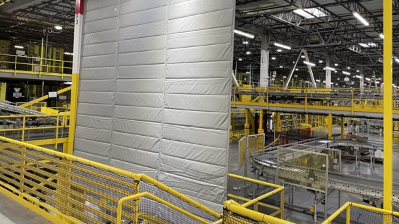 A sound mitigation wall, involving Wagners CFT framework, in an Amazon distribution centre.