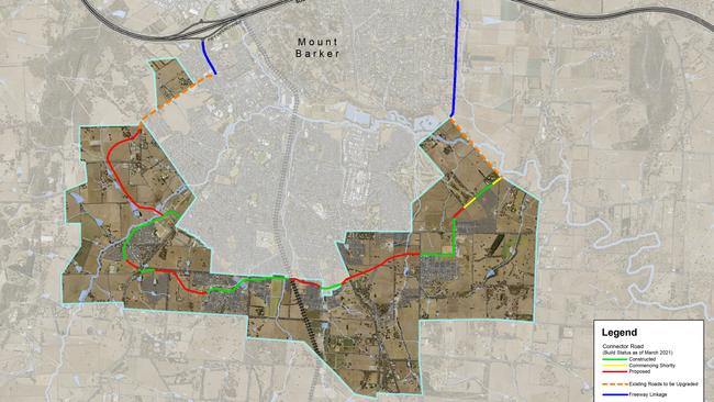 Only about 50 per cent of the Heysen Boulevard has been completed so far, despite construction having been under way since 2014. Source: Mt Barker District Council