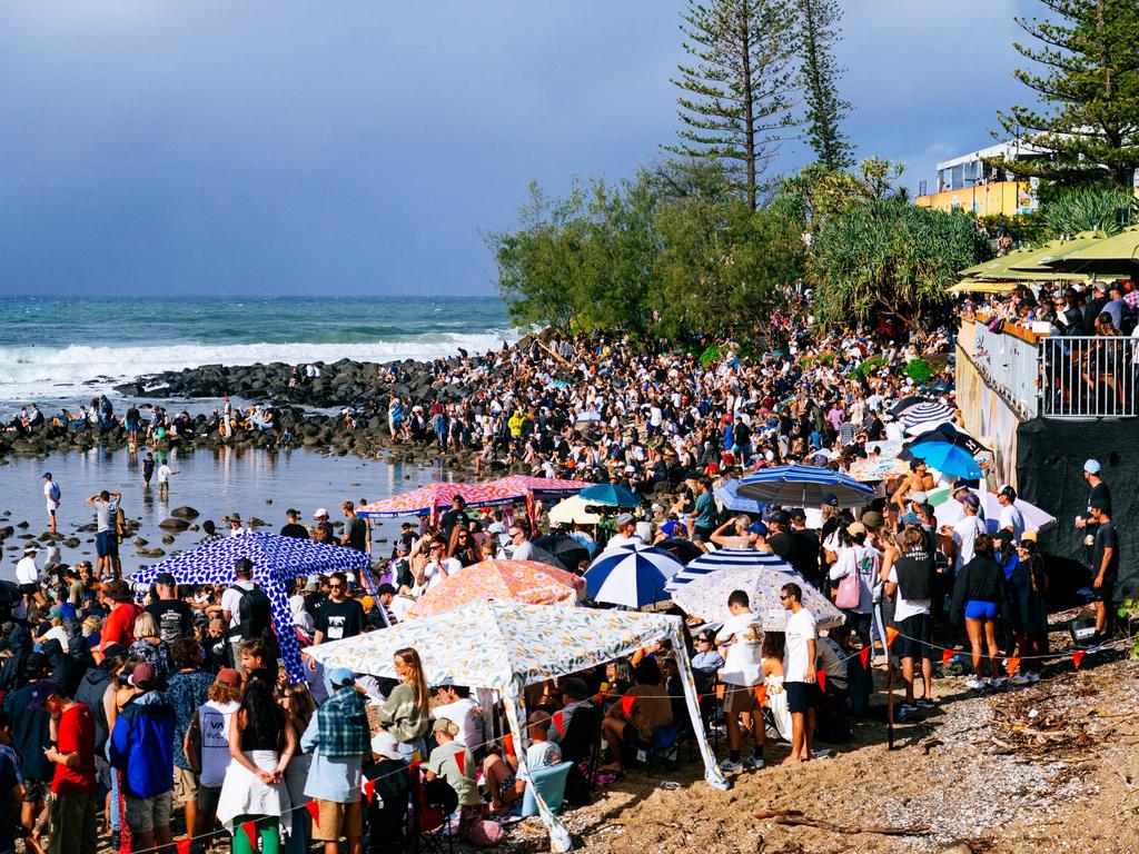 The crowd during the semifinals at the Bonsoy Gold Coast Pro on May 10, 2025 at Burleigh Heads, Queensland, Australia. (Photo by Andrew Shield/World Surf League)