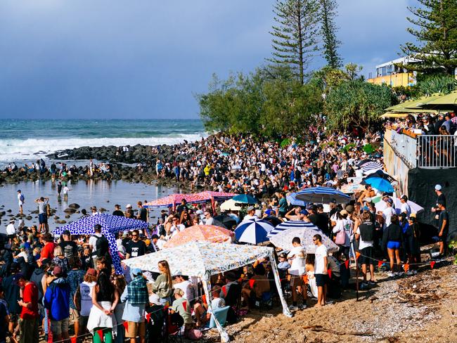 The crowd during the semifinals at the Bonsoy Gold Coast Pro on May 10, 2025 at Burleigh Heads, Queensland, Australia. (Photo by Andrew Shield/World Surf League)