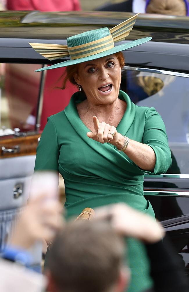 Sarah, Duchess of York arrives ahead of the wedding of Princess Eugenie of York and Mr. Jack Brooksbank. Picture: Getty