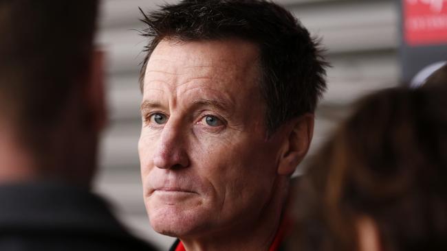 Bombers head coach John Worsfold talks to the media on Wednesday. Pic: AAP