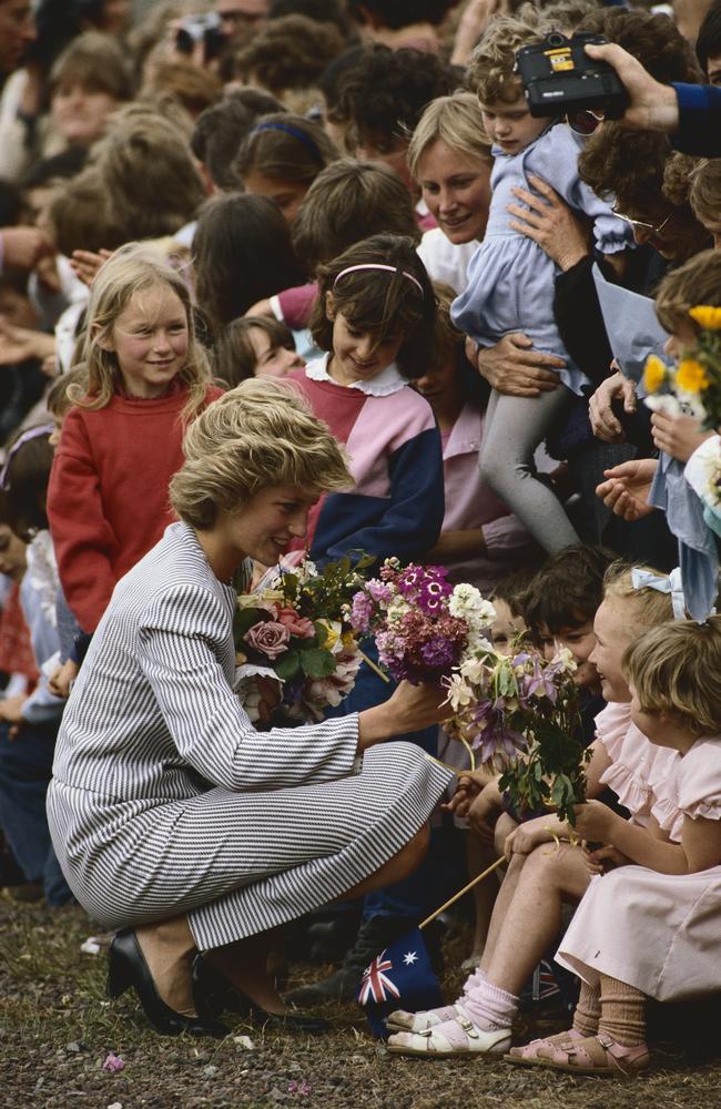 Princess Diana meets a group of small children in Melbourne in October 1985. Picture: Tim Graham/Corbis