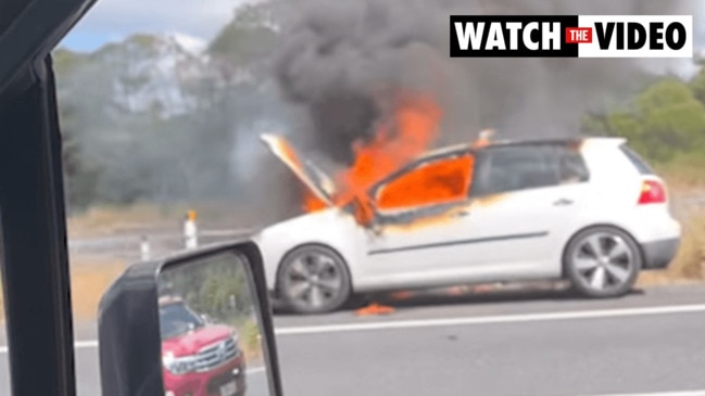 Car bursts into flames as Bruce Highway East traffic slows