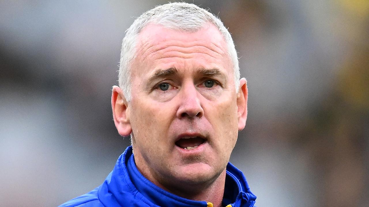 MELBOURNE, AUSTRALIA - MAY 06: Eagles head coach Adam Simpson looks on during the round eight AFL match between Richmond Tigers and West Coast Eagles at Melbourne Cricket Ground, on May 06, 2023, in Melbourne, Australia. (Photo by Quinn Rooney/Getty Images)