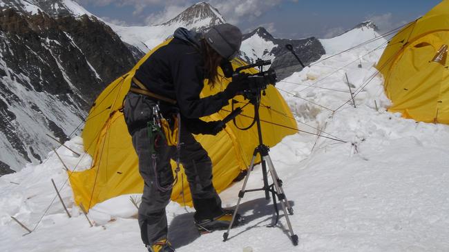 Peedom filming on Everest. Picture: Supplied