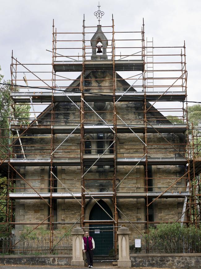 James outside the site during restoration. Picture: Supplied