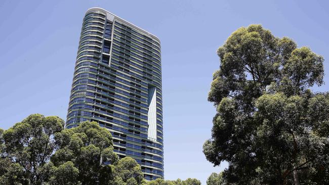 the Opal Tower at Sydney Olympic park. It has been closed since structural damage and cracking occured. Picture: John Appleyard