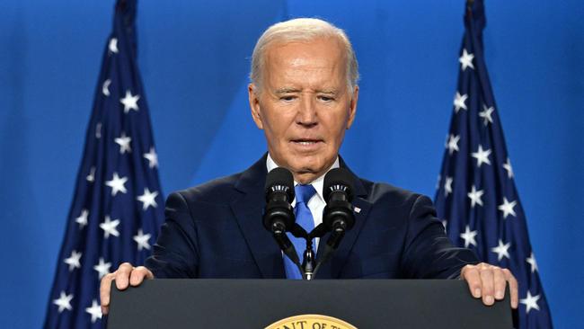 US President Joe Biden at the close of the 75th NATO Summit in Washington on July 11.