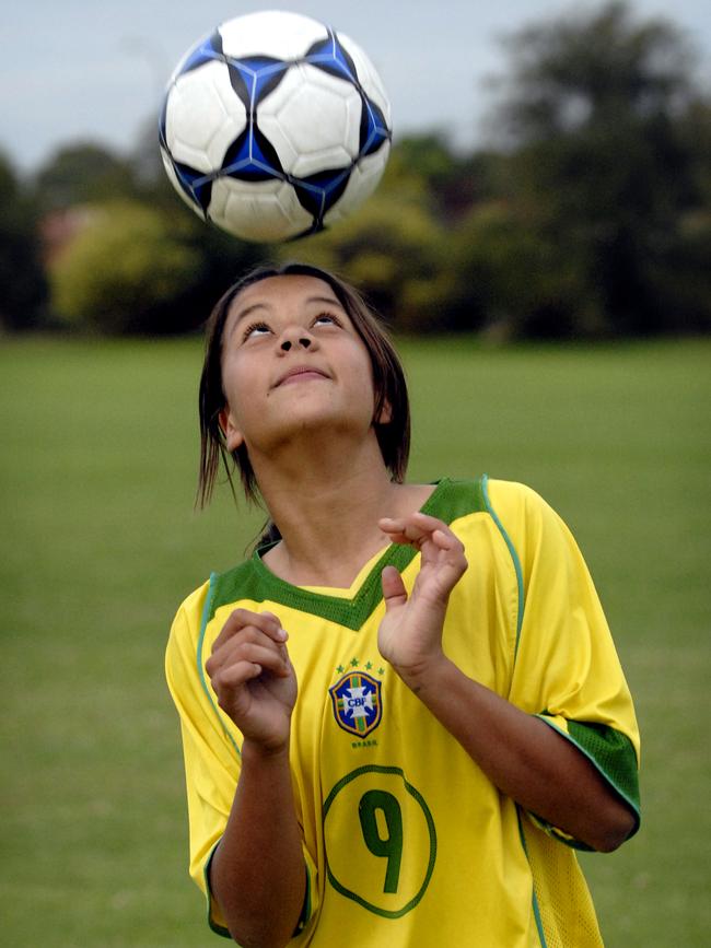 Sam Kerr shows off her skills after making the WA under-15 side for the National Championships. She was just 12.