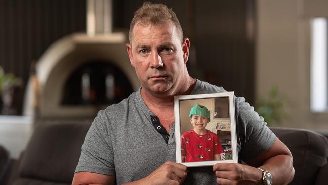 Stewart Edds at home in Umina Beach on The Central Coast. His son, James (9), was killed in January this year when a drunk-driver crashed into the car he was travelling in with his mother. Picture: Julian Andrews