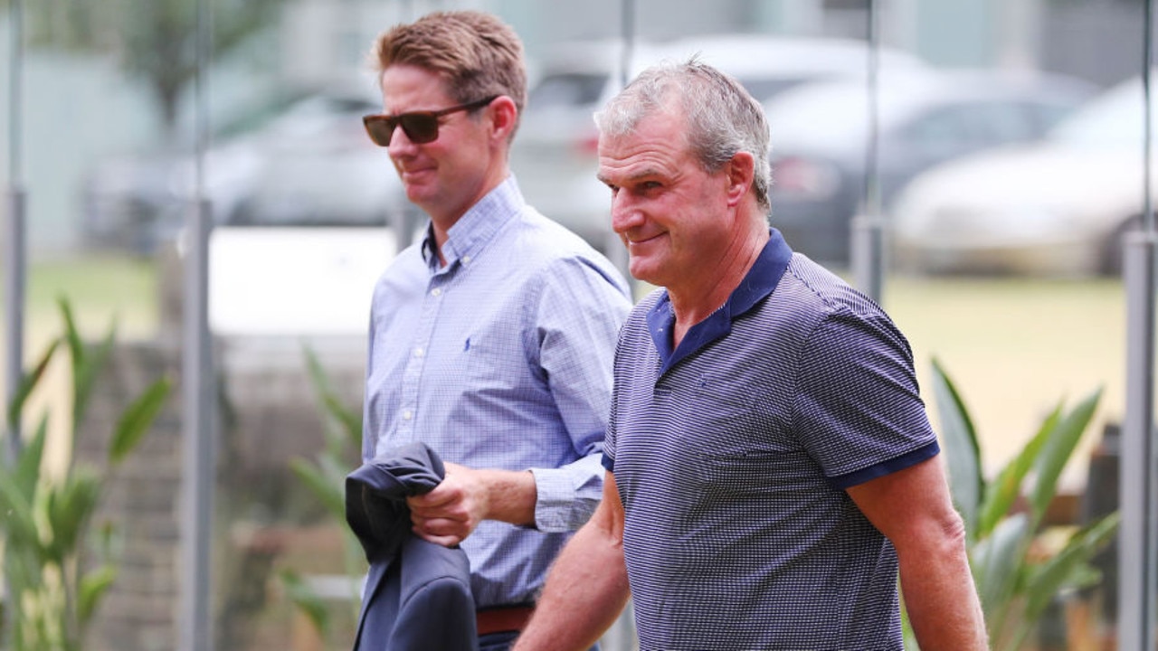 MELBOURNE, AUSTRALIA - FEBRUARY 04: Horse Trainer Darren Weir arrives with Jarrod McLean (L) at a hearing at Racing Victoria on February 04, 2019 in Melbourne, Australia. (Photo by Vince Caligiuri/Getty Images)