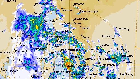 Rain has finally arrived in South Australia this morning . BOM radar . Picture: BOM