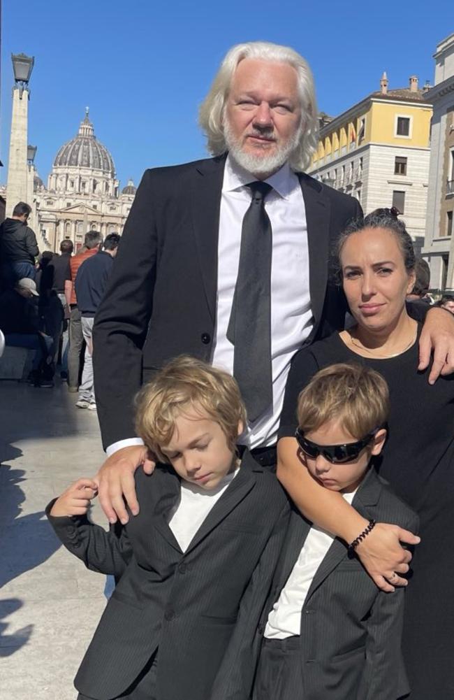 Julian Assange has travelled to Rome wife Stella and their children to attend Pope Francis’s funeral.