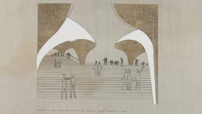 Jørn Utzon’s competition submission drawing number 1, 1956. Picture: Google Cultural Institute