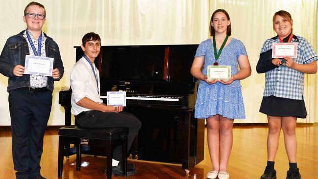 Ethan Portman, Michael Demchenko, Charli Hooper and Darcy Laboyrie at the Gympie and District Eisteddfod. Picture: Patrick Woods.