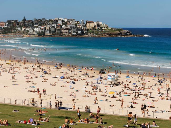 DAILY TELEGRAPH FEBRUARY 25, 2024Generic photos of people at Bondi Beach today. Including joggers on the esplanade. Picture: David Swift