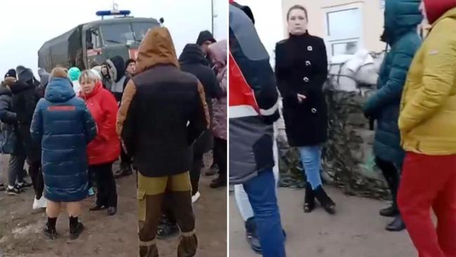 More than a dozen wives demanded Russia bring their husbands home after they were left stranded amid a Ukrainian artillery attack. Picture: Telegram/Mobilizationnews