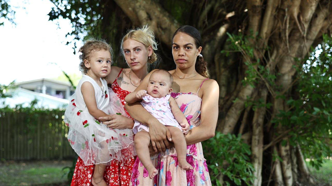 Kirgir Omaskir has held a commemorative service for the eight children killed by Raina Thaiday at Murray Street, Manoora, 10 years ago. Poppy Atkinson, 23 months, Jade Atkinson, Ava McGreen, 5 months and Faith McGreen attended the service in Murray Street Park. Picture: Brendan Radke