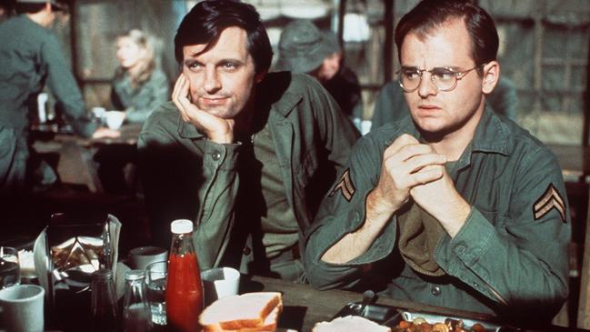 Actors Alan Alda and Gary Burghoff in M*A*S*H.