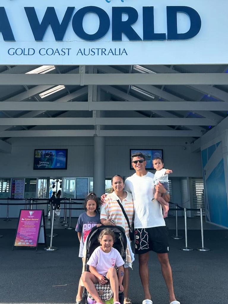 Latrell Mitchell and his family at Sea World. Picture: Instagram