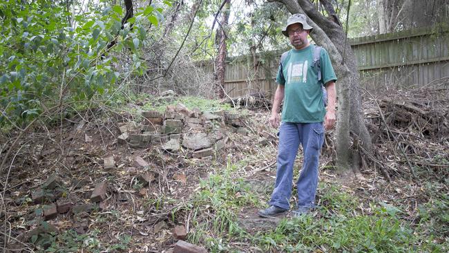 City of Liverpool and District Historical Society president Glen op den Brouw with ruins of an 1830s Georgian mansion that stood on the long lost Sophienburg Estate in Casula.