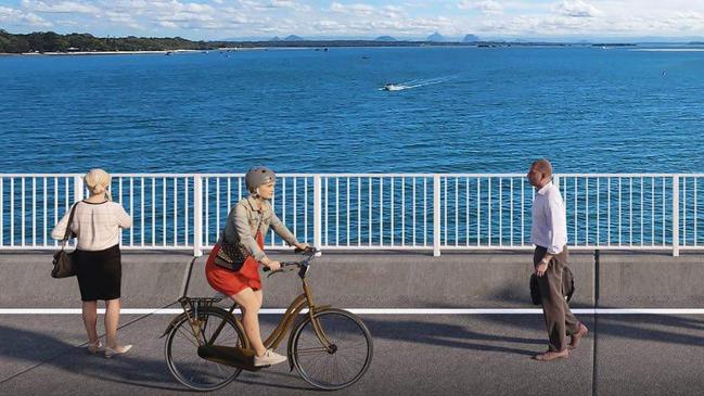 Concept images for a second bridge connecting Bribie Island to the mainland. Picture: Department of Transport and Main Roads.