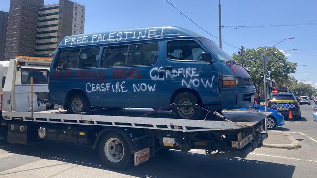 A van was towed away. Picture: Angus McIntyre