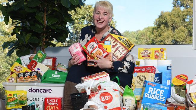 Bramleigh Estate’s Mary-Anne Lowe with some of donations her venue has collected for Doncare during the coronavirus outbreak. Picture: Josie Hayden