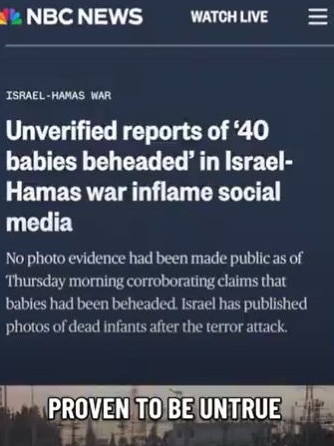 He also claimed babies have not been intentionally burned alive. Picture: X