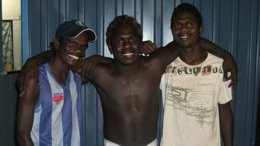 A young Anthony McDonald-Tipungwuti (centre) with friends.