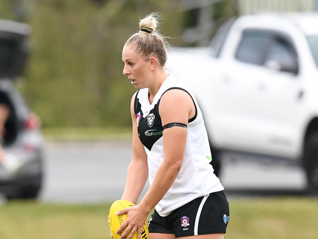 Stephanie O’Brien in action for Southport in the QAFLW competition. Picture: Highflyer Images