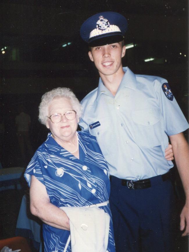 Peter Dutton in his police uniform with his Grandmother