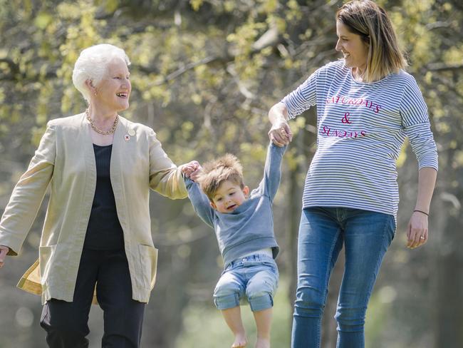 Pauline Smit with Steph Hegerty and son Harvey. Picture: Jason Edwards