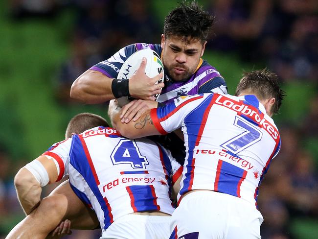 Young Tonumaipea takes on the Knights defence. Pic: Michael Klein