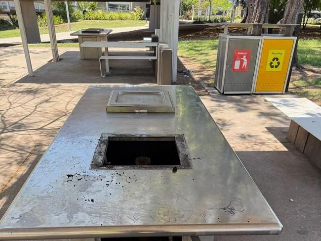 Vandalism at Kurilpa Point Bridge overnight. Picture: Supplied