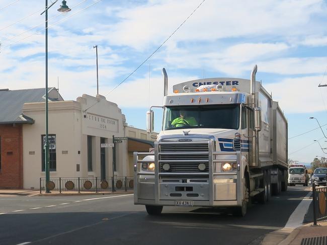 Local police say it's only a matter of time before there is a serious accident caused by trucks driving up Main St in Rutherglen.